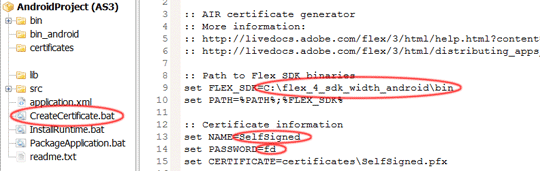 Den Flex SDK Pfad in der Datei "CreateCertificate.bat" anpassen.